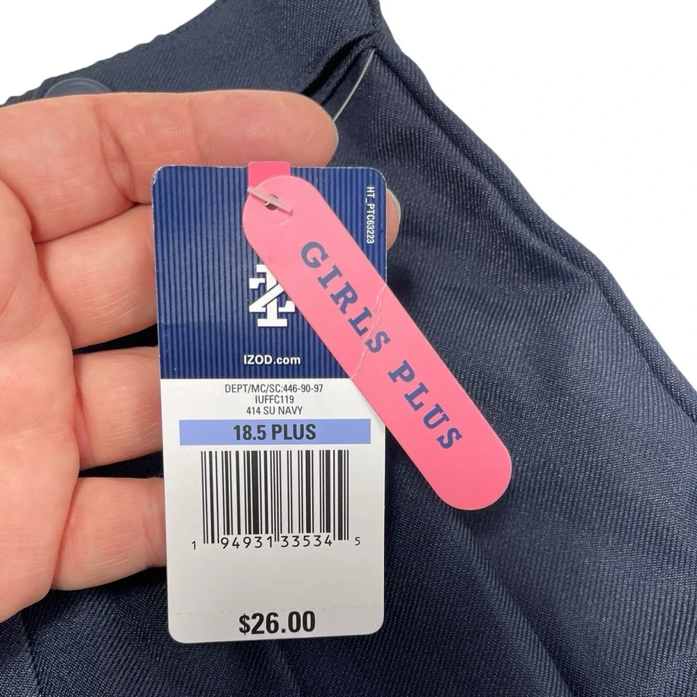 3pack NEW IZOD 18.5 Plus Navy Blue Pleated School Uniform Skort Button Waistband